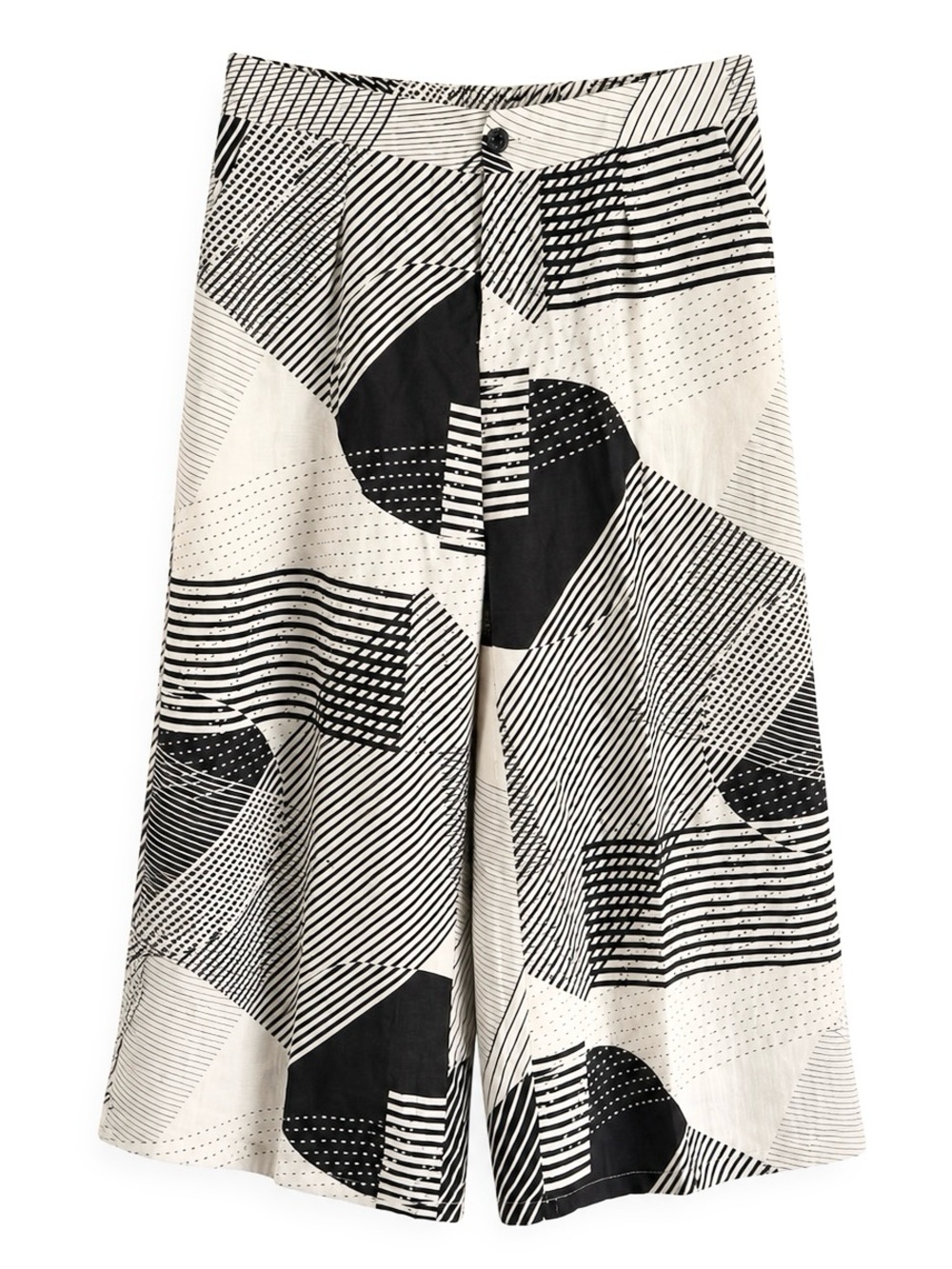 SHANA BLACK WHITE WIDE LEG ANKLE CROPPED CAPRI PANTS SZ XL - Picture 2 of 4